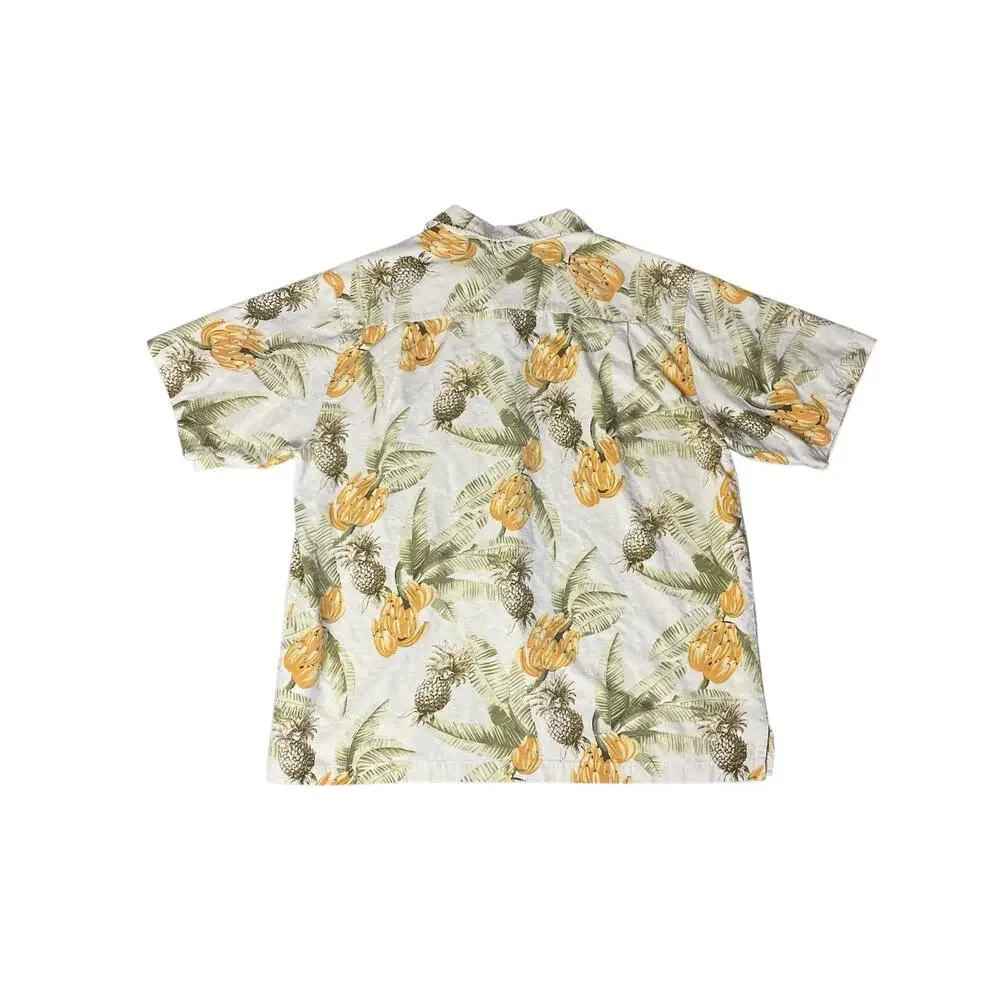Caribbean Joe 100% Silk Banana Fruit Button‎ Up Hawaiian Shirt Size XL Resort